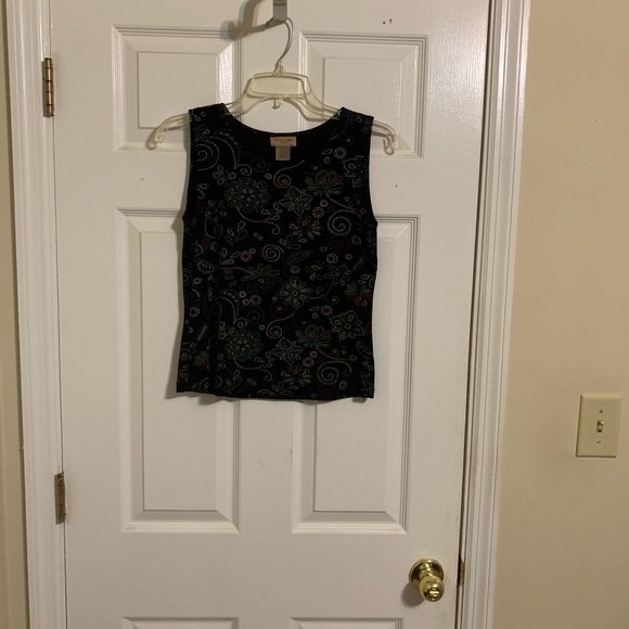 Sleeveless Floral Design Top, petite Small - Picture 5 of 6
